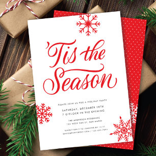 Invitation Script Rouge Moderne 'Tis Season Christmas Party