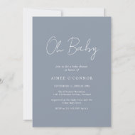 Invitation Script rustique Dusty Bleu Simple Baby shower garç