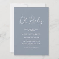 Script rustique Dusty Bleu Simple Baby shower garç