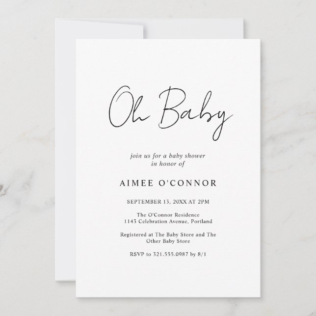 Invitation Script rustique simple et élégant Baby shower mode (Devant)