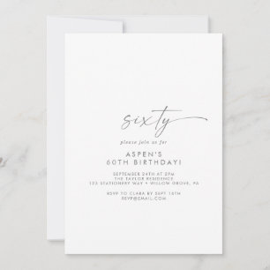 Invitation Script Silver moderne 60e fête d'anniversaire