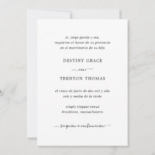Invitation Script simple et élégant Mariage espagnol