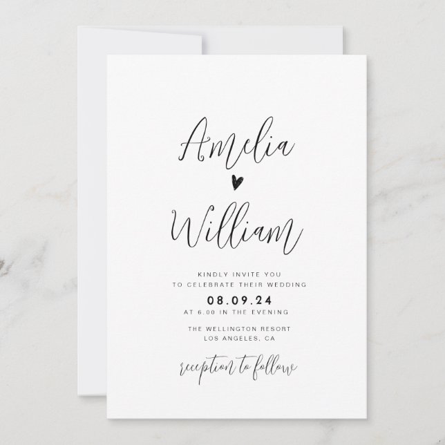 Invitation script simple tout en un seul mariage de code QR (Devant)