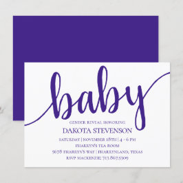 Invitation Script simple violet | Baby shower royal du raisin