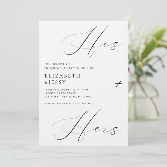 Invitation Script Son + Hers Couples Show Engagement Party (Debout devant)