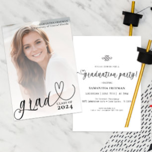 Invitation Script stylish Coeur Typographie Graduation Party