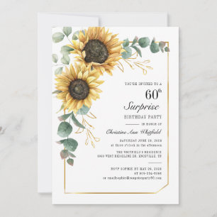 Invitation Script tournesol floral 60e anniversaire