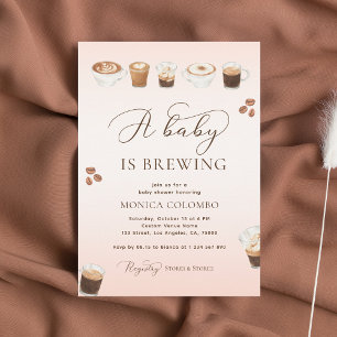 Invitation Script Un bébé brasse un Baby shower de café rose