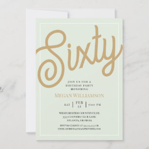 Invitation Script vert et or 60e anniversaire