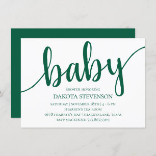 Invitation Script vert simple   Baby shower Bold Hunter