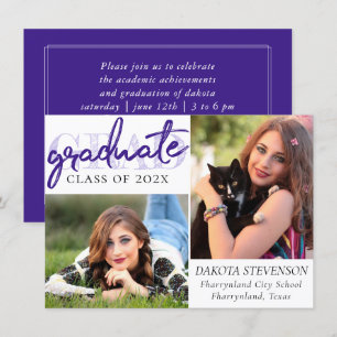 Invitation Script violet de fin d'études Chic Lavender 2 Ph