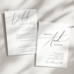 Invitation Script Whimsical Classique Tout En Un Mariage