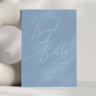 Invitation Script Whimsical Dusty Blue Brunch et Bubbly