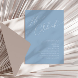 Invitation Script Whimsical Dusty Blue Célébrons