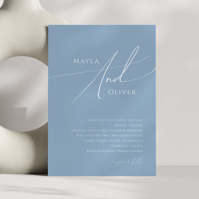Invitation Script Whimsical | Dusty Blue Mariage (Créateur téléchargé)
