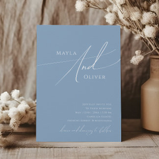 Invitation Script Whimsical | Dusty Blue Mariage Décontracté