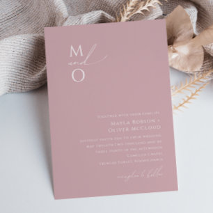 Invitation Script Whimsical   Dusty Rose Mariage Monogram
