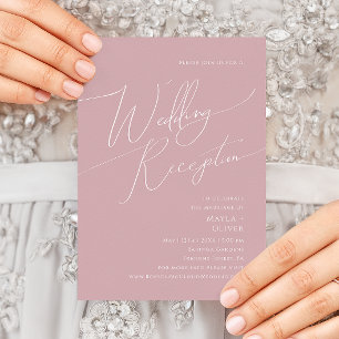 Invitation Script Whimsical Dusty Rose Mariage Réception