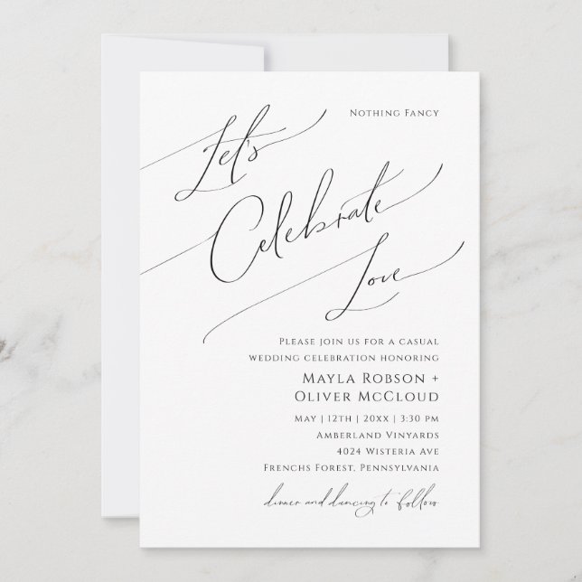 Invitation Script Whimsical Fêtons l'amour Mariage (Devant)