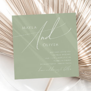 Invitation Script Whimsical   Mariage Carré Sage Green
