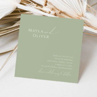 Invitation Script Whimsical | Mariage Carré Sage Green