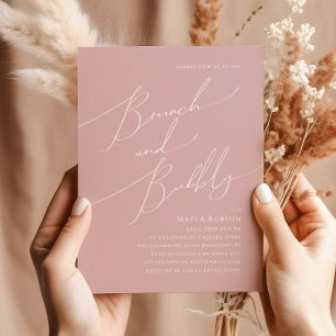 Invitation Script Whimsical   Rose Dusty Brunch et Bubbly