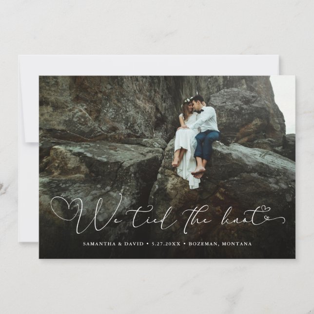 Invitation Scripted Hearts | Annonce de mariage en photo-évas (Devant)
