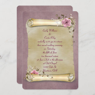 Invitation Scroll Or de Mariage Vintage