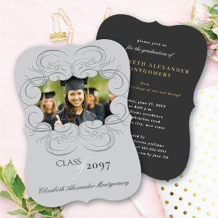 Invitation Scrolls Artistique Cadre Photo Chic Graduation Par