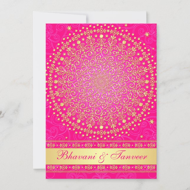 Invitation Scrolls d'or rose complexe Étoiles Mariage Invitat (Devant)