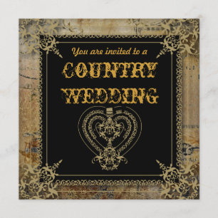 Invitation Scrolls pays rustique ouest saloon mariage