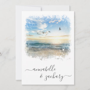 Invitation ** Sea Artistic RSVP - Beach Ocean QR AR7 Mariage