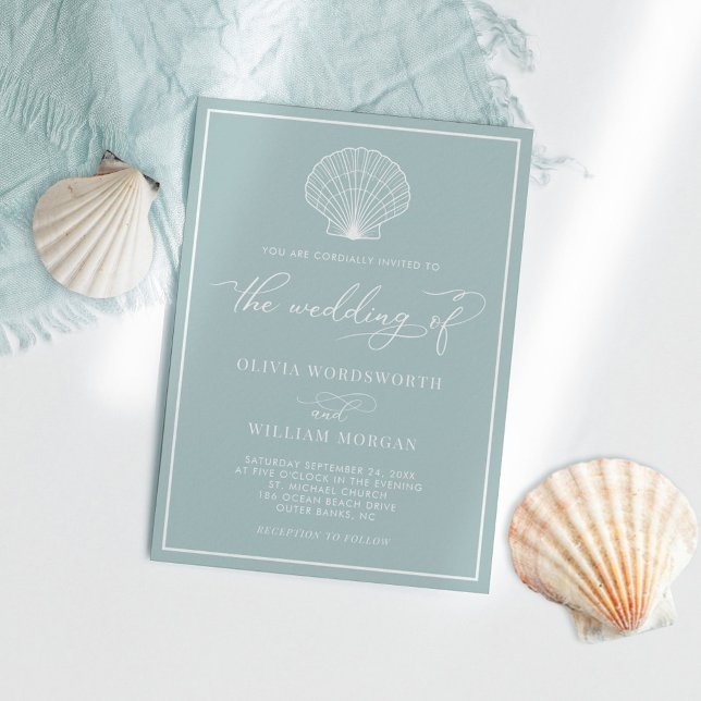 Invitation Sea Glass Beach Seashell Mariage élégant (Créateur téléchargé)