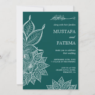 Invitation Sea Green Mehendi Henna Mariage islamique