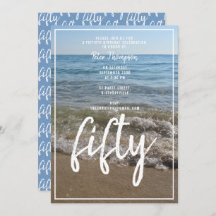 Invitation Sea & Sand Beach Waves 50e fête d'anniversaire