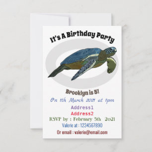 Invitation Sea turtle cartoon