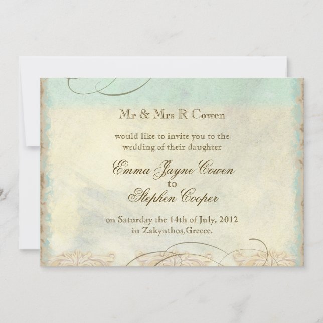 Invitation Sea Turtle Modern Coastal Ocean Beach Swirls (Devant)