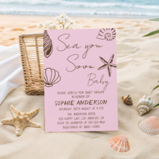 Invitation Sea You Soon Baby Boho Coastal Baby Shower 