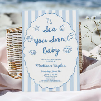 Invitation Sea You Soon, Baby Seashell Coastal Baby Shower