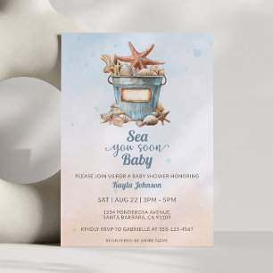Invitation Sea You Soon Baby Shower Rustique Aquarelle Côtièr