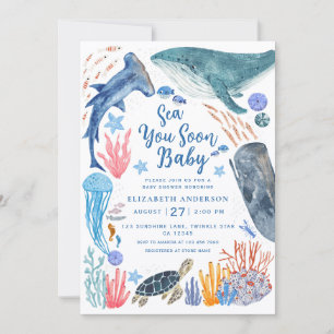 Invitation Sea You Soon Océan Animaux Garçon Baby Shower Invi