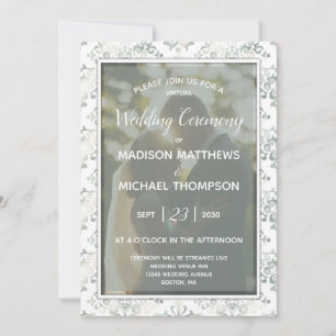 Invitation Seafoam Ecru Mariage virtuel Mariage Livestream
