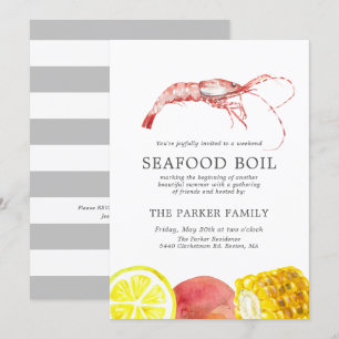 Invitation Seafood Boire Theme Party  Gris