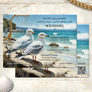 Invitation Seagull Beach Adventure Tout en un Mariage