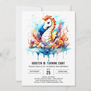 Invitation Seahorse Serenade Underwater Whimsy Anniversaire