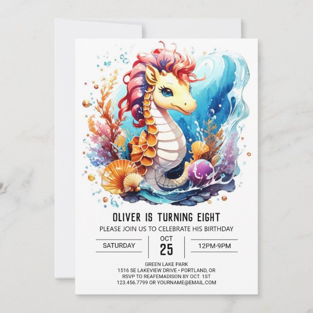 Invitation Seahorse Serenity Nautique Anniversaire (Devant)