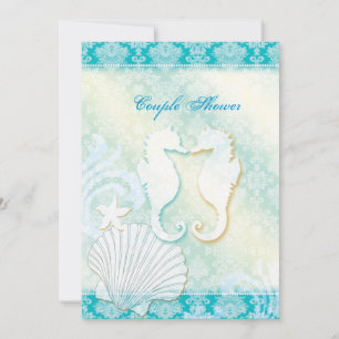 Invitation Seahorse Summer Beach Mariage Couples Douche