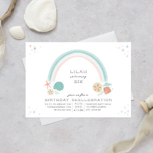 Invitation Seashell Rainbow Nautic Anniversaire