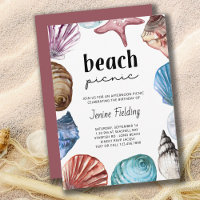 Seashell Watercolor Beach Pique-nique Anniversaire