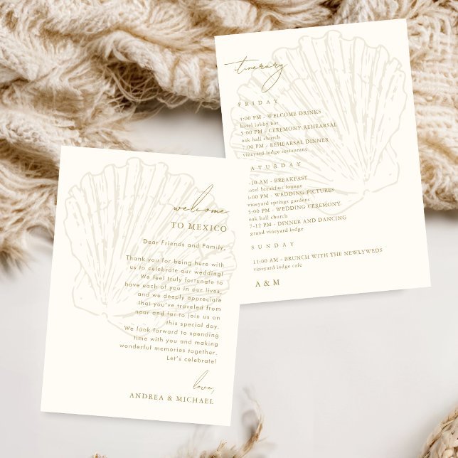 Invitation Seashell Wedding Welcome Letter Itinerary Card (Créateur téléchargé)